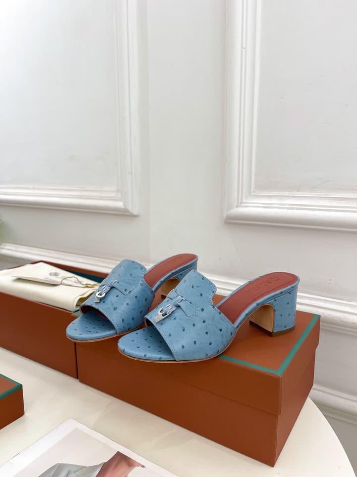 Loro Piana Summer Charms Ostrich Mules – 2025 Spring/Summer Collection in Black