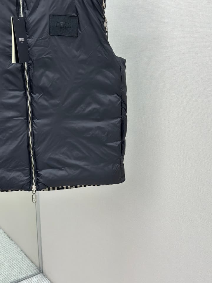 Fendi Reversible Down Puffer Vest – Stefano Pilati Series in Ff Stripes Pattern