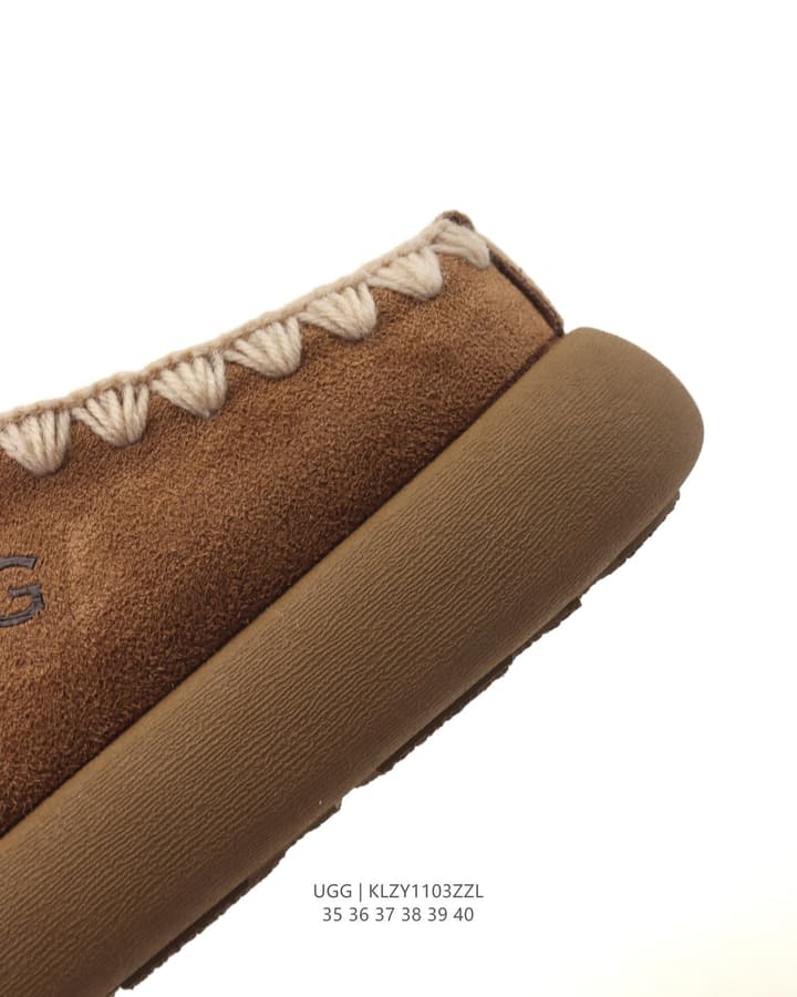 UGG Retro Color-Block Sheepskin Slippers – Autumn/Winter Collection in Brown Suede