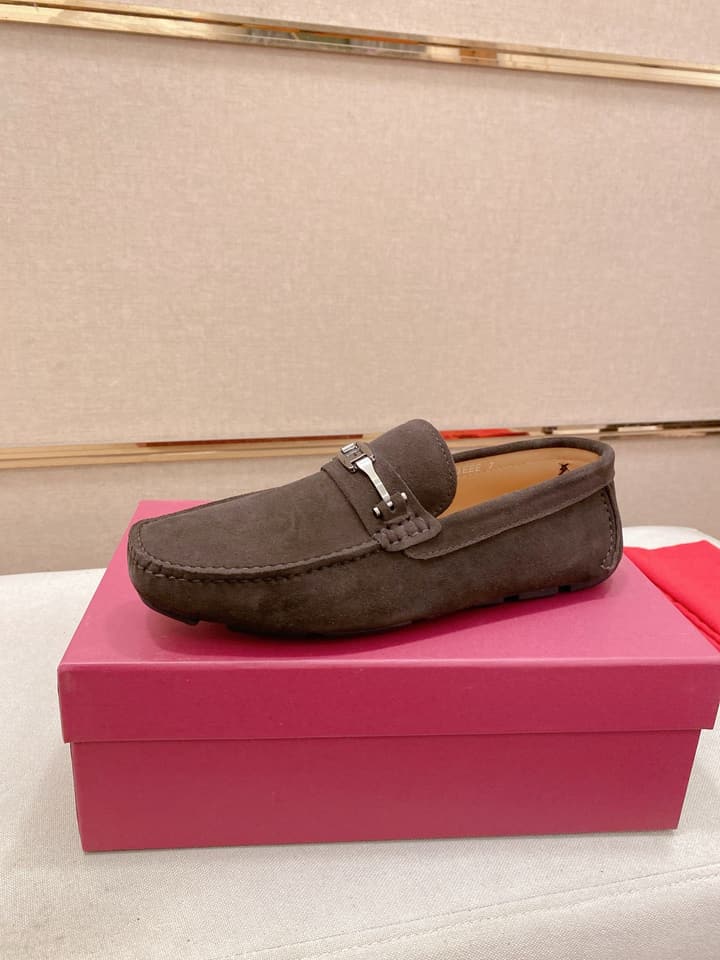 Ferragamo Men's Suede Driving Shoes in Brown Suede