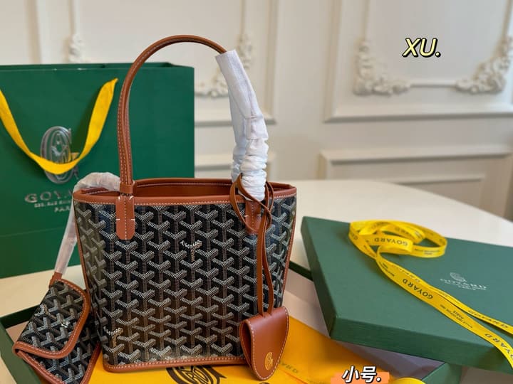Goyard New Small Mother-Child Tote Bag in Classic Black And Tan