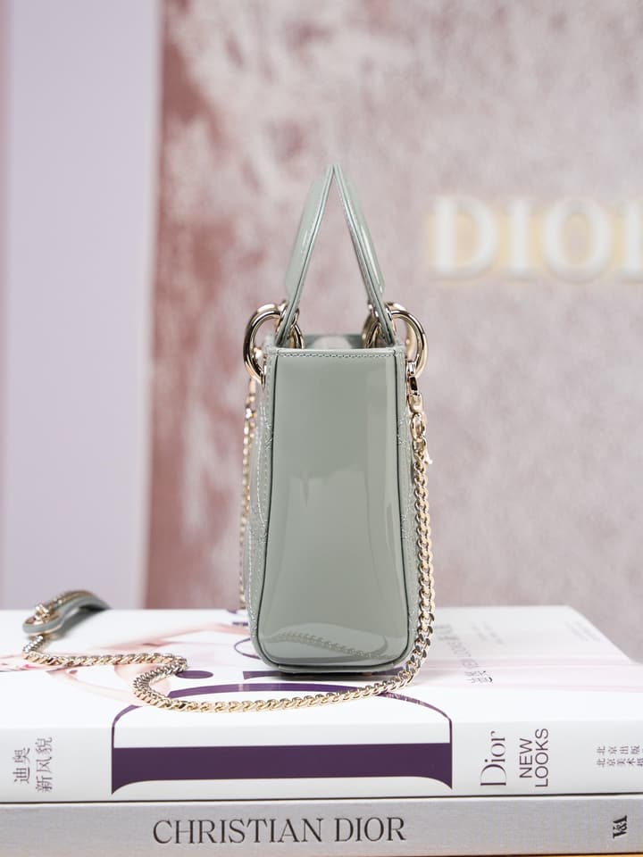 Dior Lady Dior Mini Patent Crossbody Bag in Cherry Red Patent