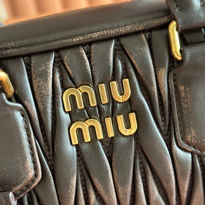 Miu Miu Arcadia Pleated Lambskin Handbag
