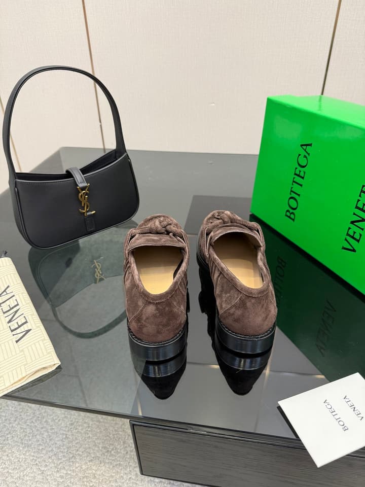 Bottega Veneta Astaire Suede Loafers in Black Leather