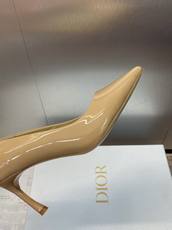 Dior CD Logo Pointed Toe Pumps – 2025 Spring/Summer Haute Couture Collection in Shiny Black Flat