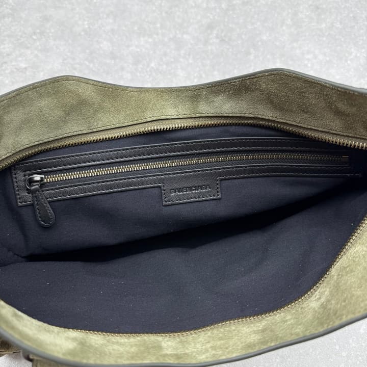 Balenciaga Le City Medium Suede Shoulder Bag in Caramel Suede