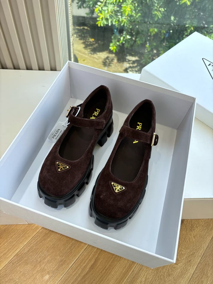 Prada Monolith Platform Mary Jane Loafers – 25FW in Assorted Leather & Suede Collection
