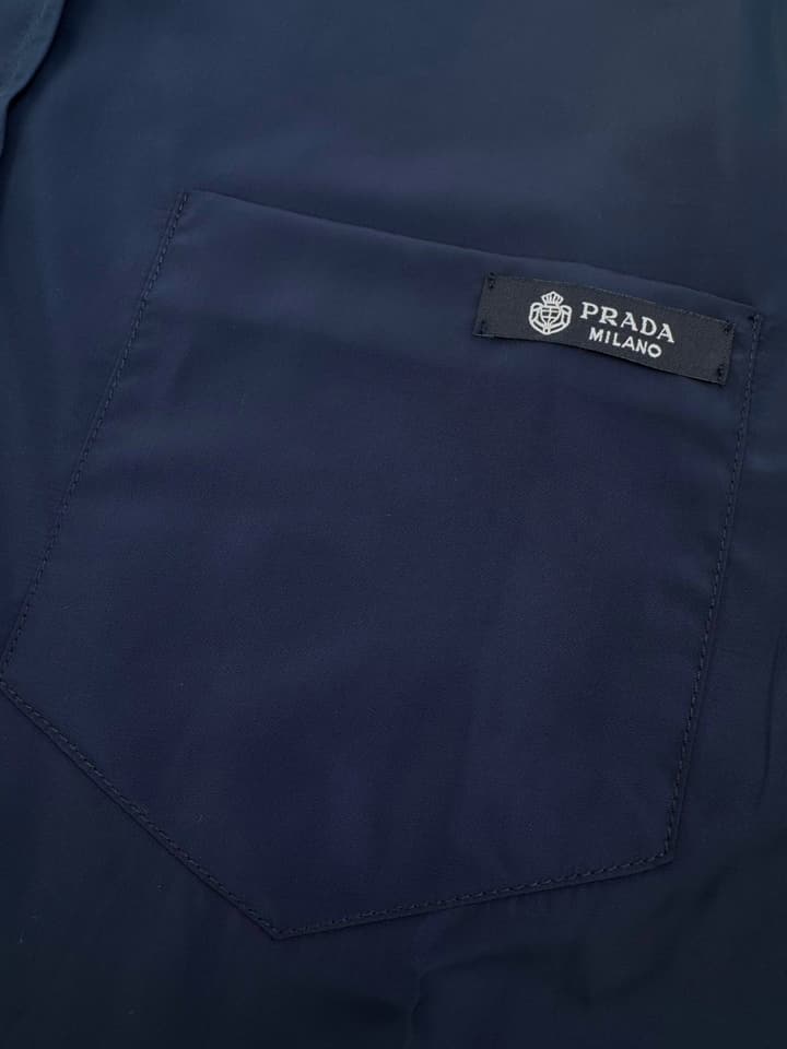 Prada Triangle Logo Re-Nylon Shirt in Deep Sea Blue