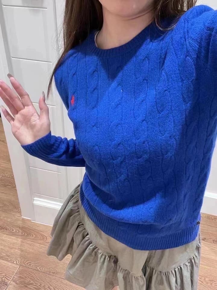 Ralph Lauren Classic Cable Knit Sweater in Royal Blue Cable Knit