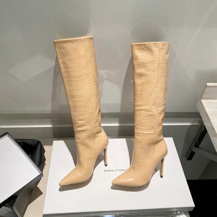 Paris Texas Crocodile Embossed Knee-High Boots – 2022 FW in Black Croc Embossed