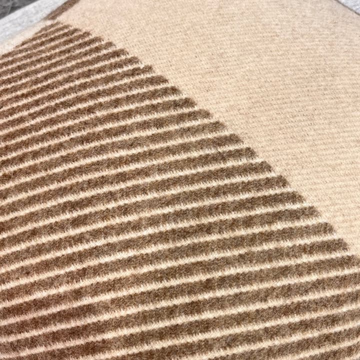 Hermès H Riviera Wool Cashmere Blanket in Beige And Brown Block