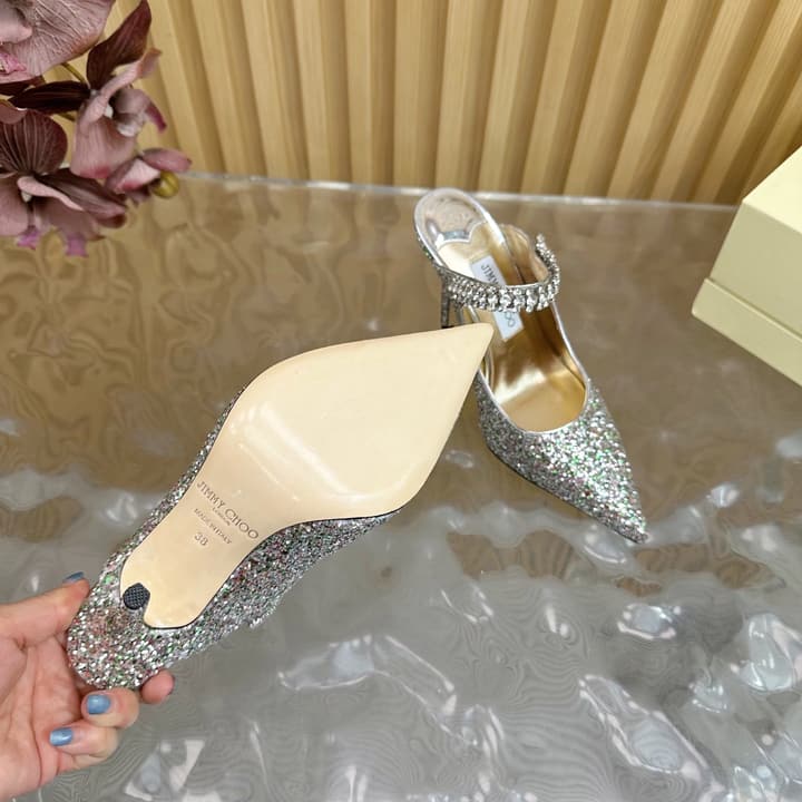 Jimmy Choo Sequined Evening Heels – 2025SS in Nude Shimmer