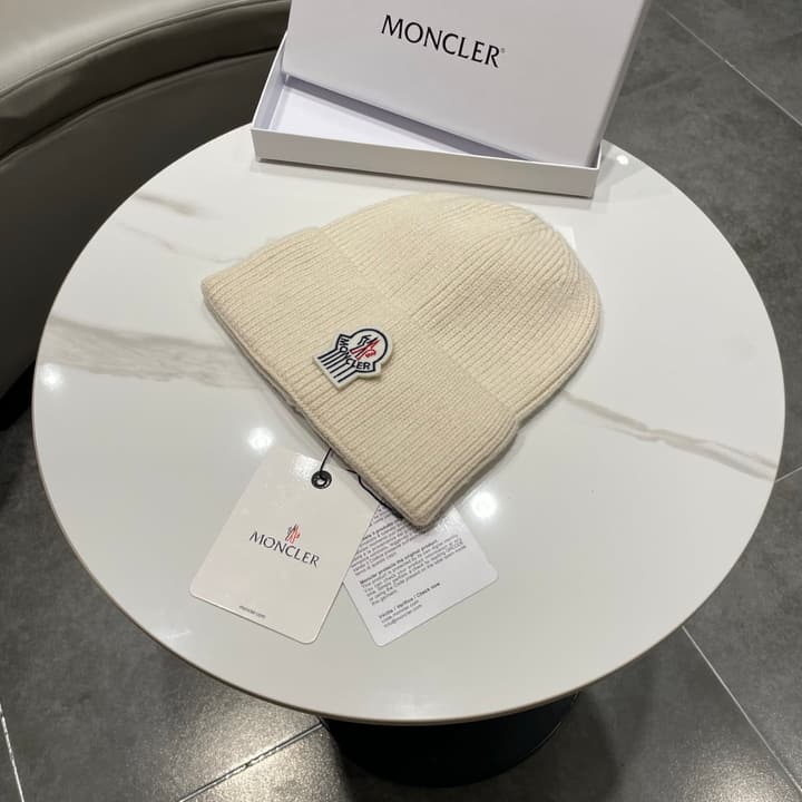 Moncler Knitted Beanie Hat in Classic Black
