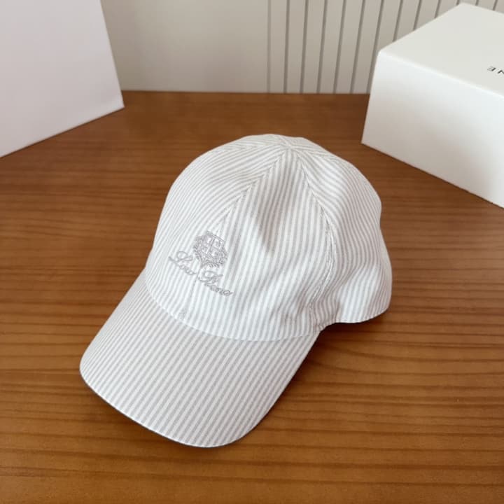 Loro Piana Baseball Cap in Cream With Tan Logo