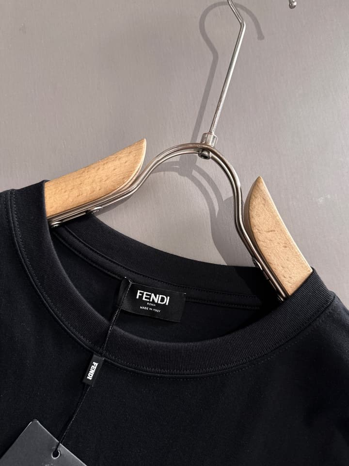 Fendi Flocked Double F Logo Zipper Pocket T-Shirt – 2025SS in Black