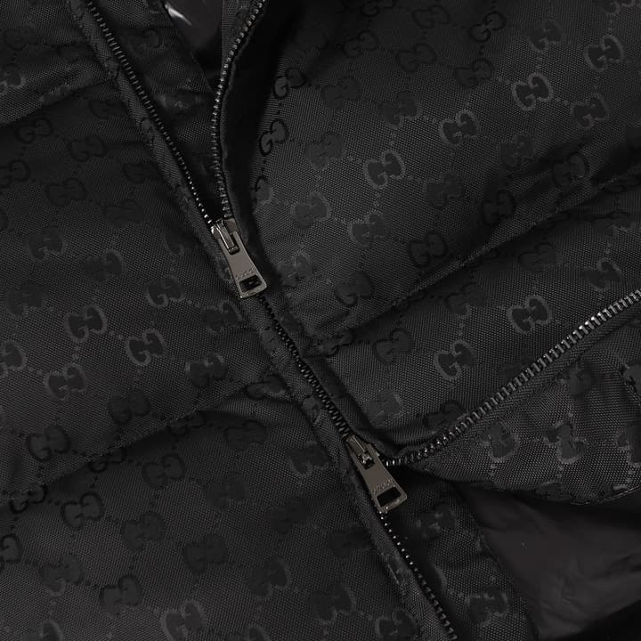 Gucci GG Monogram Hooded Puffer Jacket in Black Gg Monogram Puffer