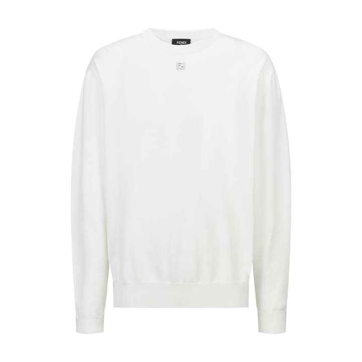 Fendi Double F Hot Stamp Crewneck Sweater in Classic Black