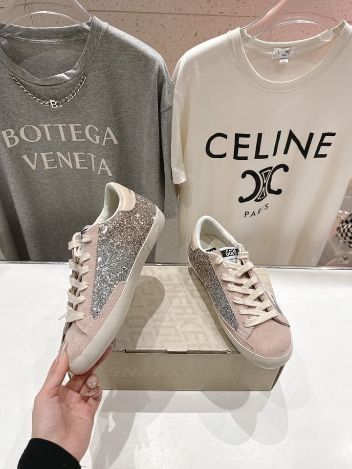 Golden Goose Distressed Sneakers in Light Pink