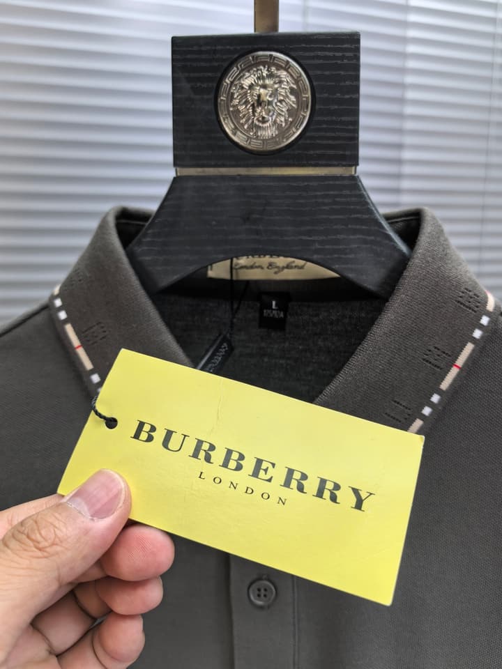 Burberry Embroidered Logo Piqué Cotton Polo Shirt – 2026SS in Dark Grey