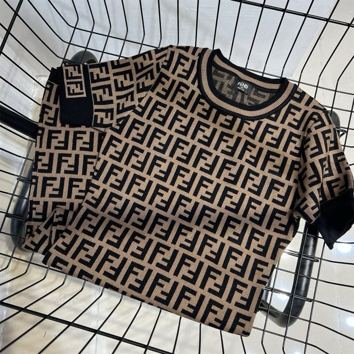 Fendi Double F Monogram Jacquard Knit Dress in Coffee Monogram Knit Dress