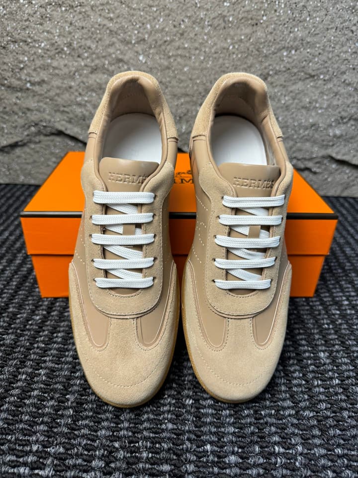Hermès Laser-Punched H Nappa Calfskin Sneakers in Black