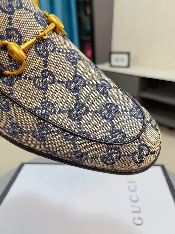 Gucci Calfskin Slip-On Loafers in Beige Monogram