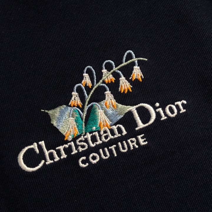 Dior Embroidered Logo T-Shirt – 2026SS in Apricot Ringer With Navy Collar
