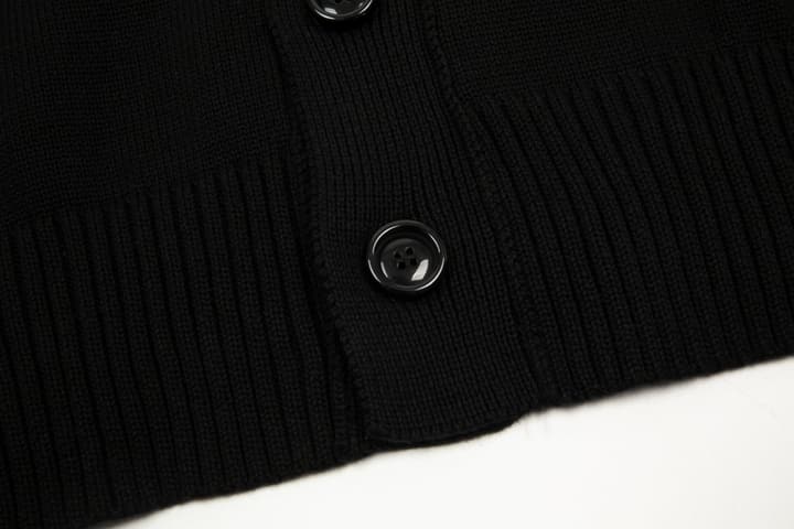 Ami Paris Classic Heart Embroidered Cardigan Sweater in Black