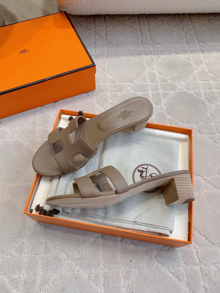 Hermès H-Heeled Sandals in Tan