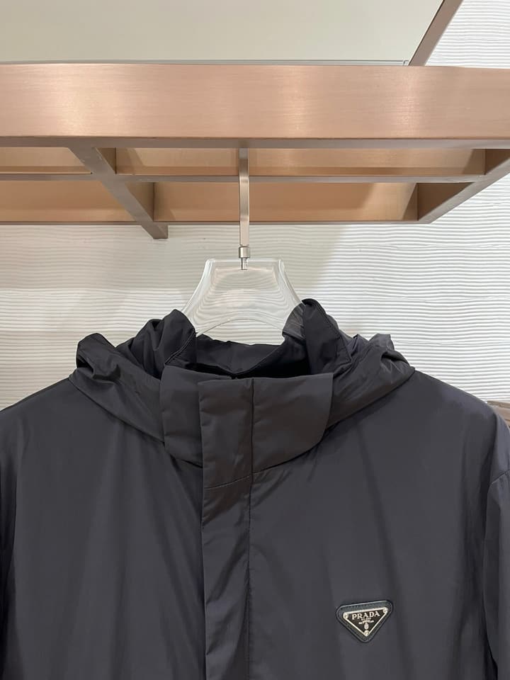 Prada Men's Detachable Hooded Re-Nylon Jacket – SS25 in Black Re-nylon Jacket