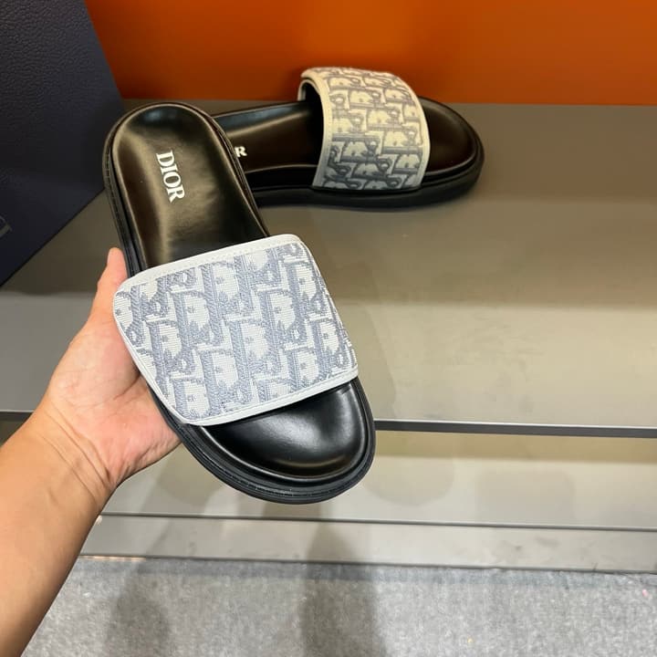Dior Luxury Slides in Black Textured