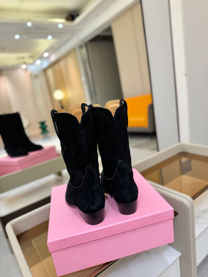 Paris Texas Western Ankle Boots in Black Suede