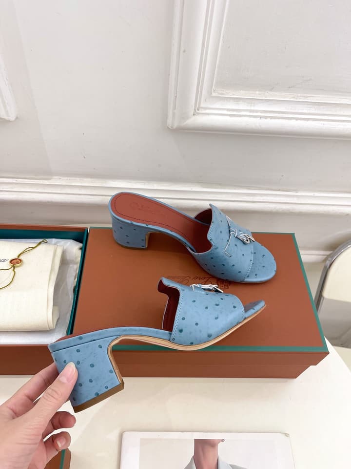 Loro Piana Summer Charms Ostrich Mules – 2025 Spring/Summer Collection in Black
