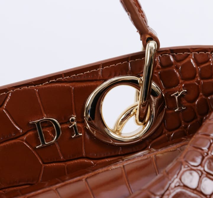 Dior Crocodile Embossed Bow Top Handle Bag – 2026SS in Black Crocodile Embossed