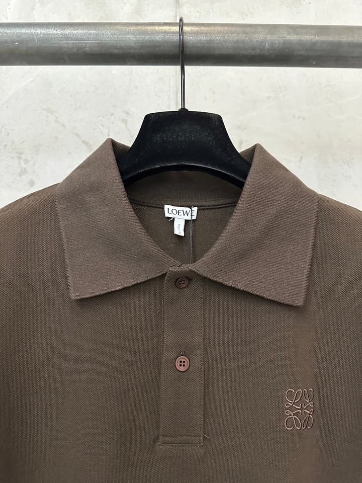 Loewe Embroidered Logo Cotton Polo Shirt – 26SS in Coffee Brown