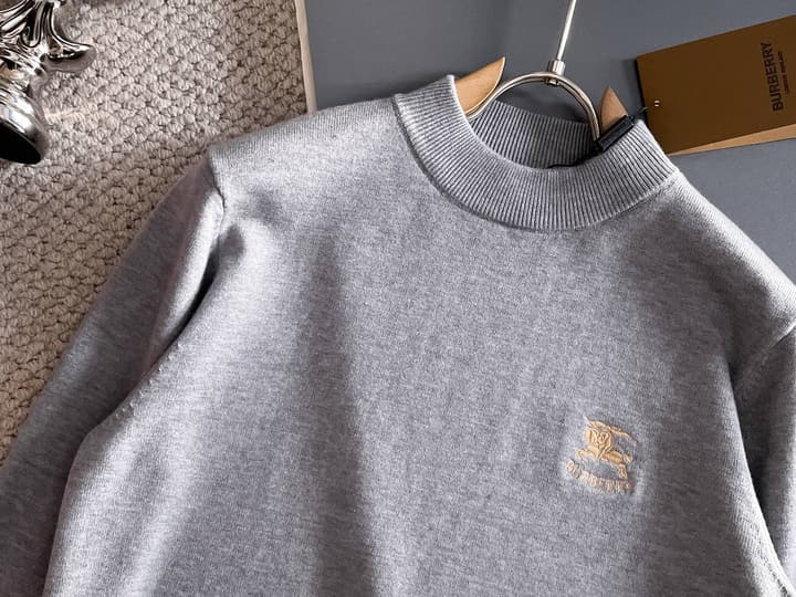 Burberry Half-Zip Wool Blend Sweater in Black Logo