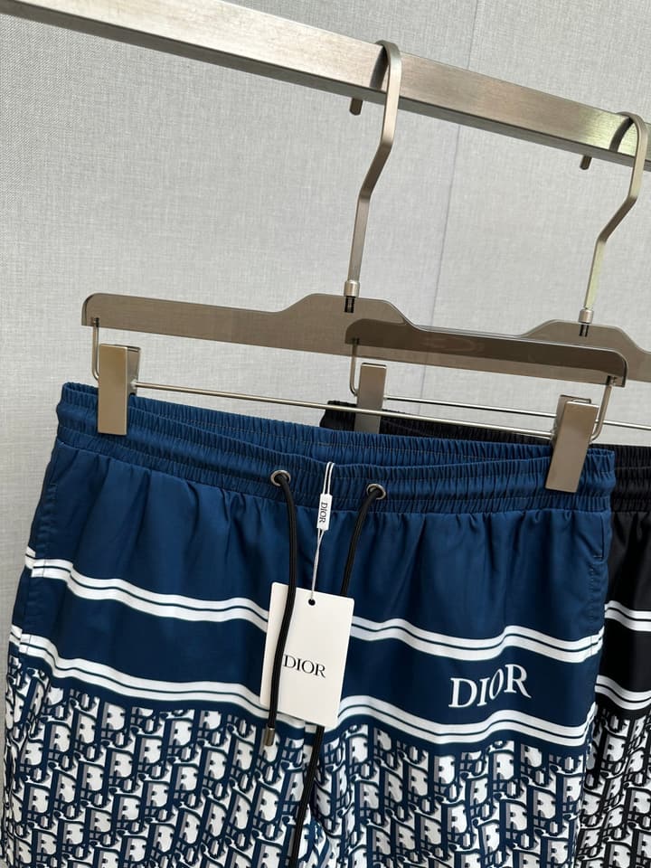 Dior Men's Casual Beach Shorts – 2025SS Collection in Black Dior Band Monogram