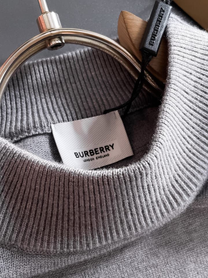 Burberry Half-Zip Wool Blend Sweater in Black Logo