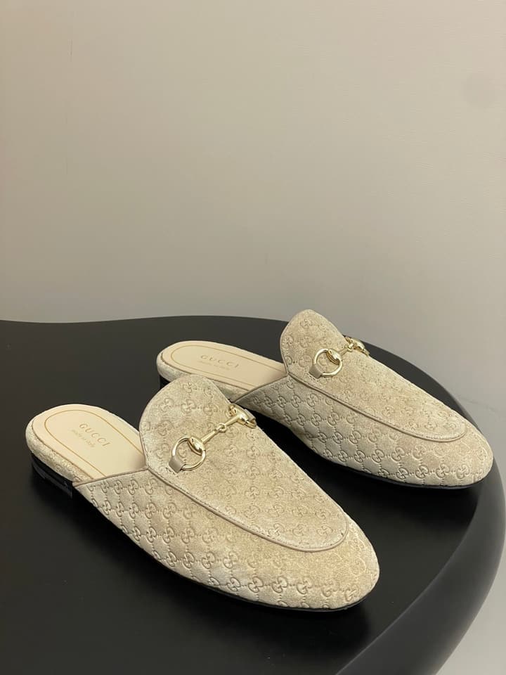 Gucci Princetown Double G Suede Mules – 2025 Fall Collection in Black Suede With Silver Hardware