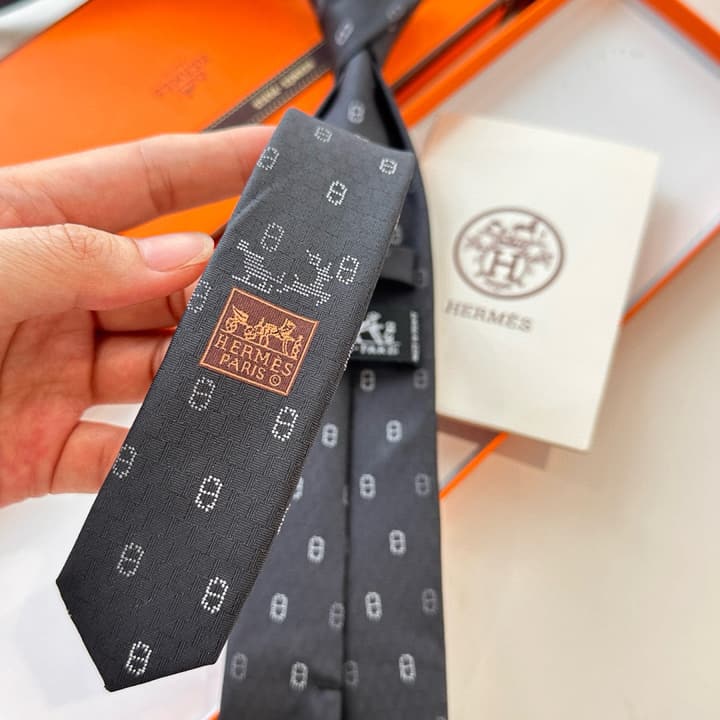 Hermès Men's Winter Anchor Chain Silk Tie – New Collection in Black