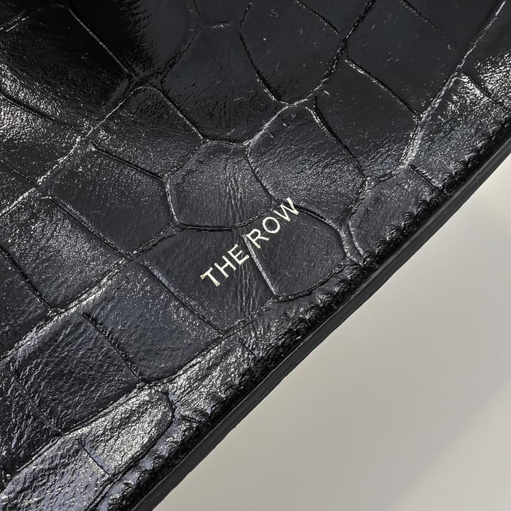 The Row Margaux Crocodile Embossed Tote in Black Crocodile Embossed