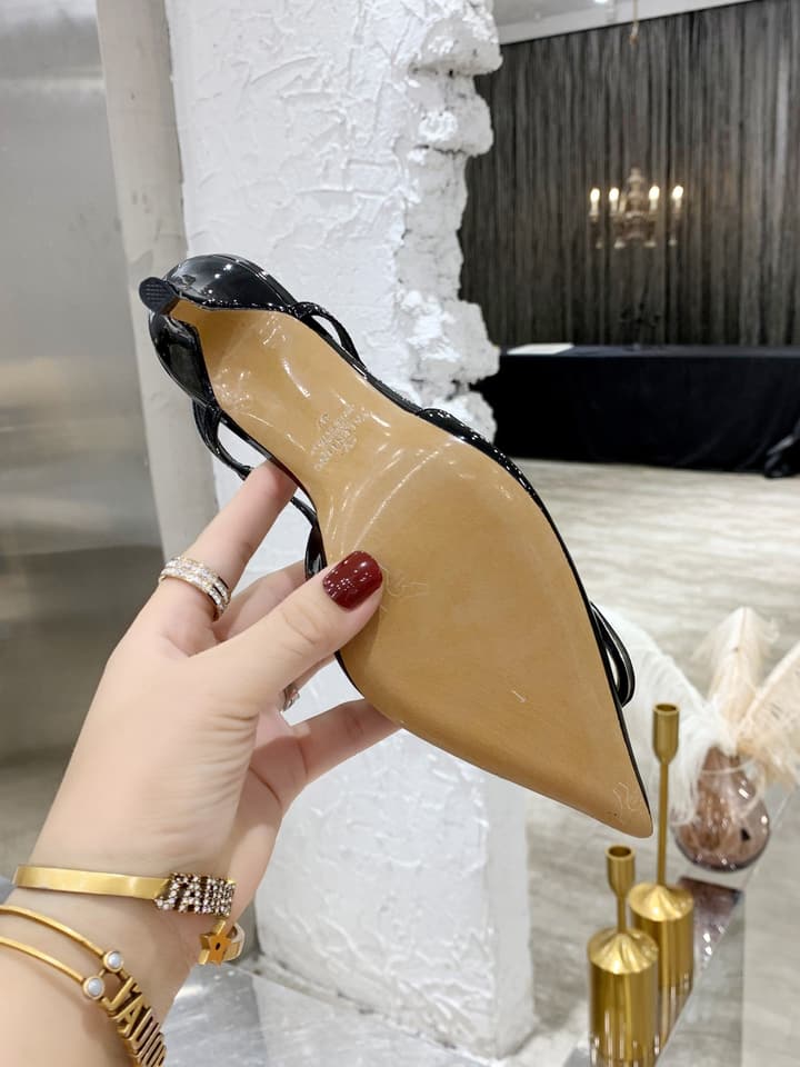 Valentino VLogo Pointed-Toe Patent Leather Pumps in Black Patent