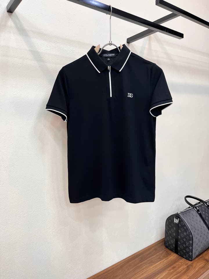 Dolce & Gabbana Embroidered Logo Pique Polo Shirt – 2026 Spring/Summer Collection in Classic Black