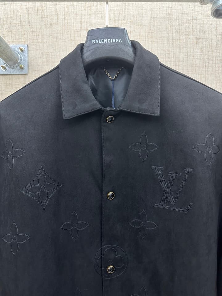 Louis Vuitton Black Monogram Collared Jacket in Black Monogram Jacket