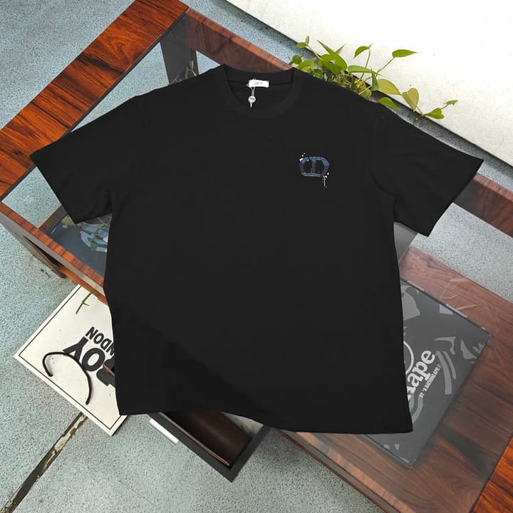 Dior Embroidered Logo Cotton T-Shirt – 2026SS in Black