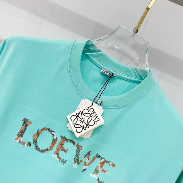 Loewe Rainbow Logo Embroidered Cotton T-Shirt in Classic Black