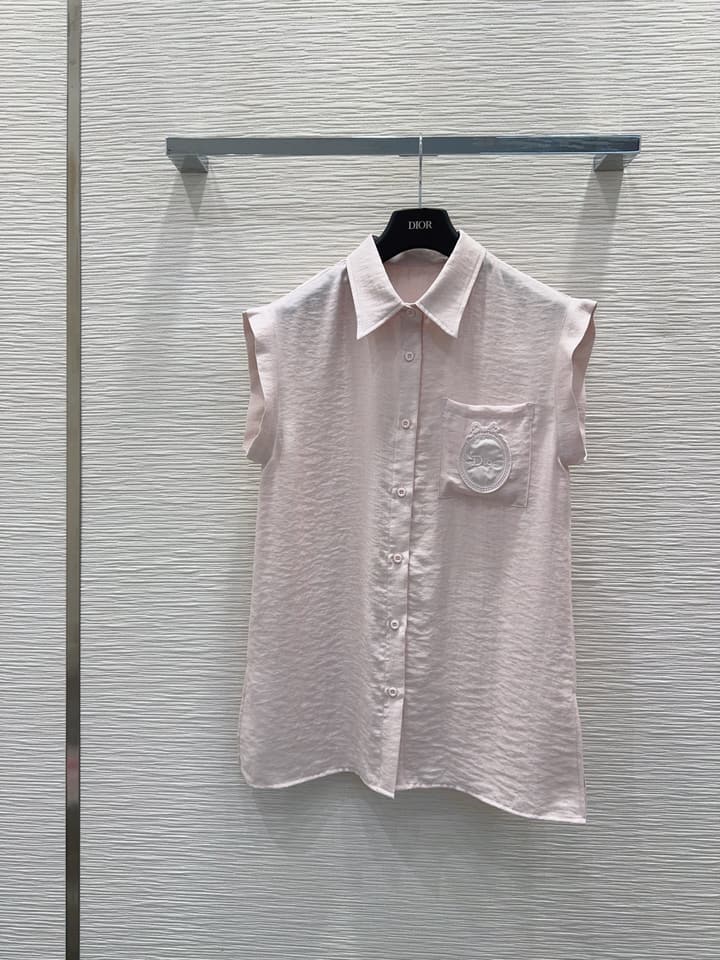 Dior Embroidered Logo Pocket Shirt Set in Pink