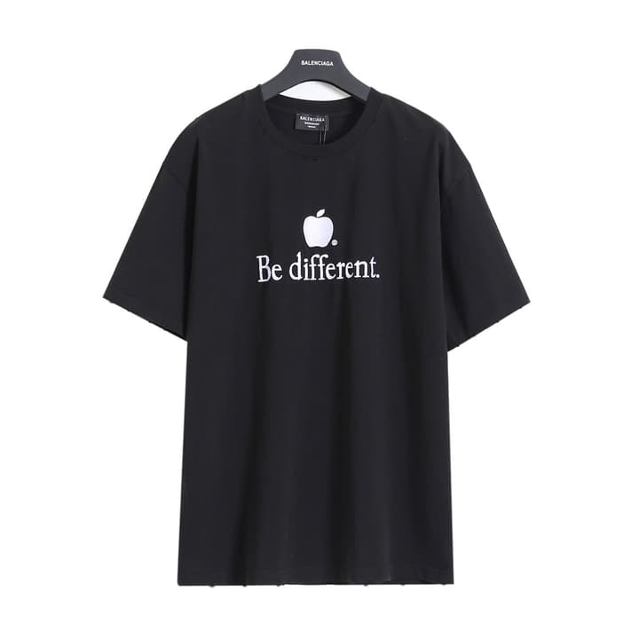Balenciaga Apple Logo Embroidered Distressed T-Shirt – 26SS in Black