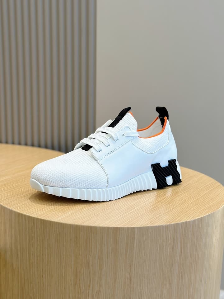 Hermès Bouncing Sneakers in Black And White Color Block