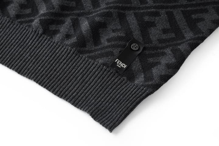 Fendi Jacquard Double F Wool Sweater in Black-gray Ff Jacquard